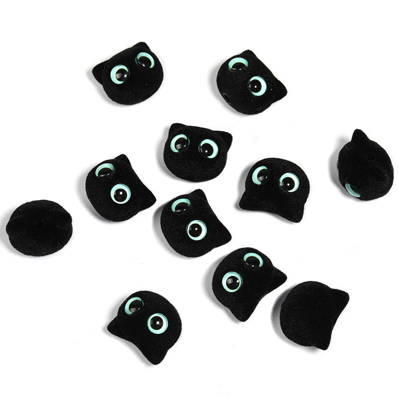 Autumn-Winter Flocking Big-Eyed Kitten Cartoon Cat Eye Acrylic Beads – DIY Bead Pen & Mobile Phone Chain Accessories