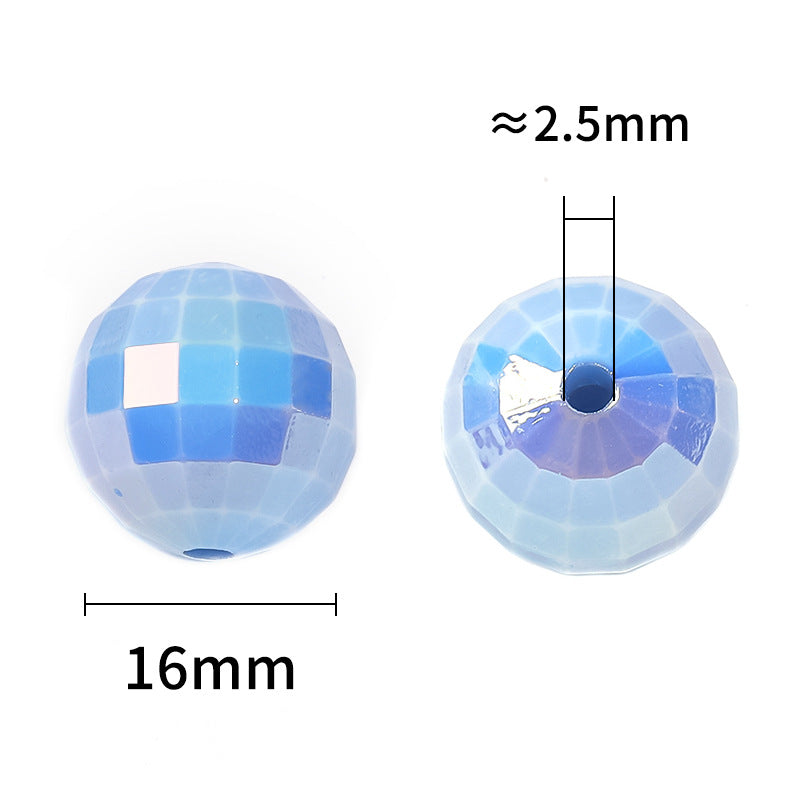16mm Acrylic Faceted Bouncy Beads – Transparent Matte Through-Hole Beads for DIY Bead Pens & Mobile Phone Chains