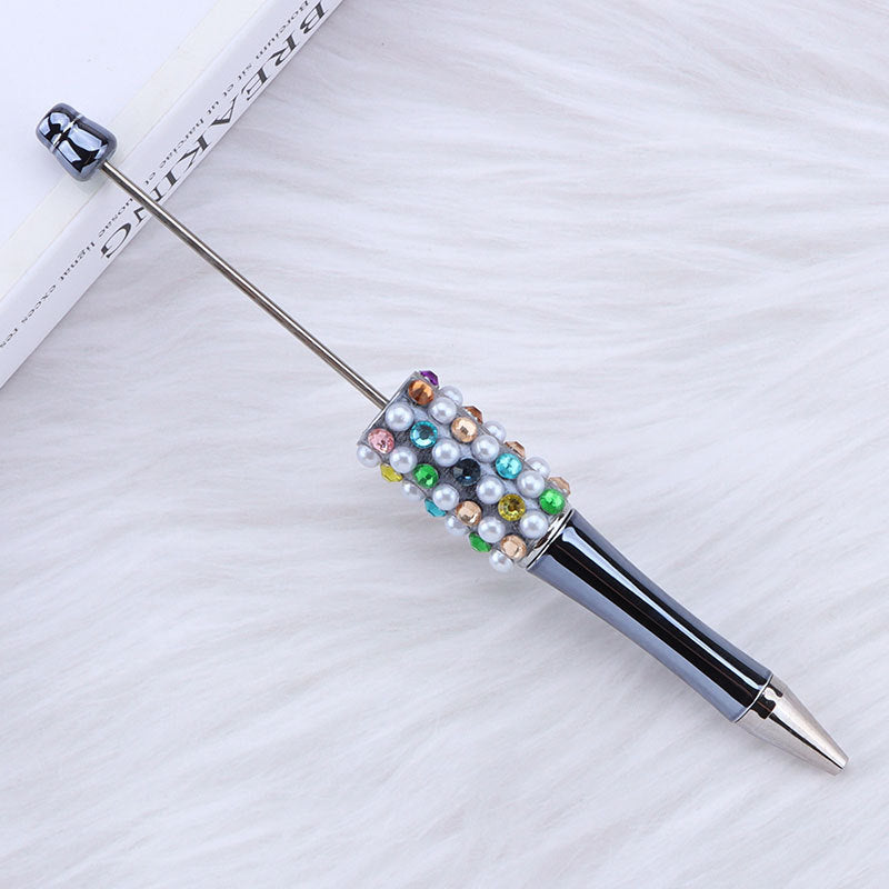 DIY color electroplated pearl bead pen, creative handmade multi-color ballpoint pen puzzle student stationery spot wholesale