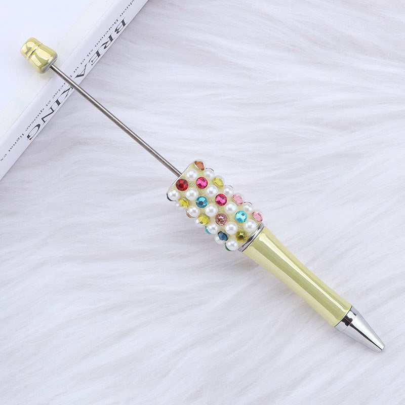 DIY color electroplated pearl bead pen, creative handmade multi-color ballpoint pen puzzle student stationery spot wholesale