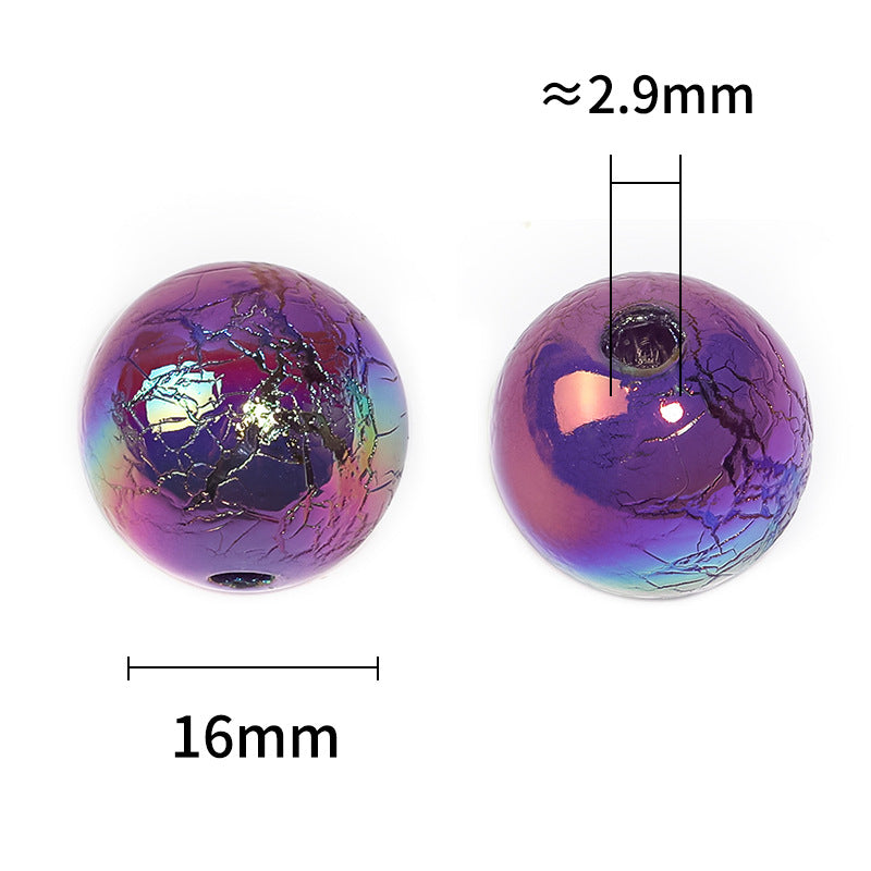 16mm Spray Paint Crack Round Beads – UV Electroplated Acrylic Loose Beads for DIY Bead Pens & Mobile Phone Chains