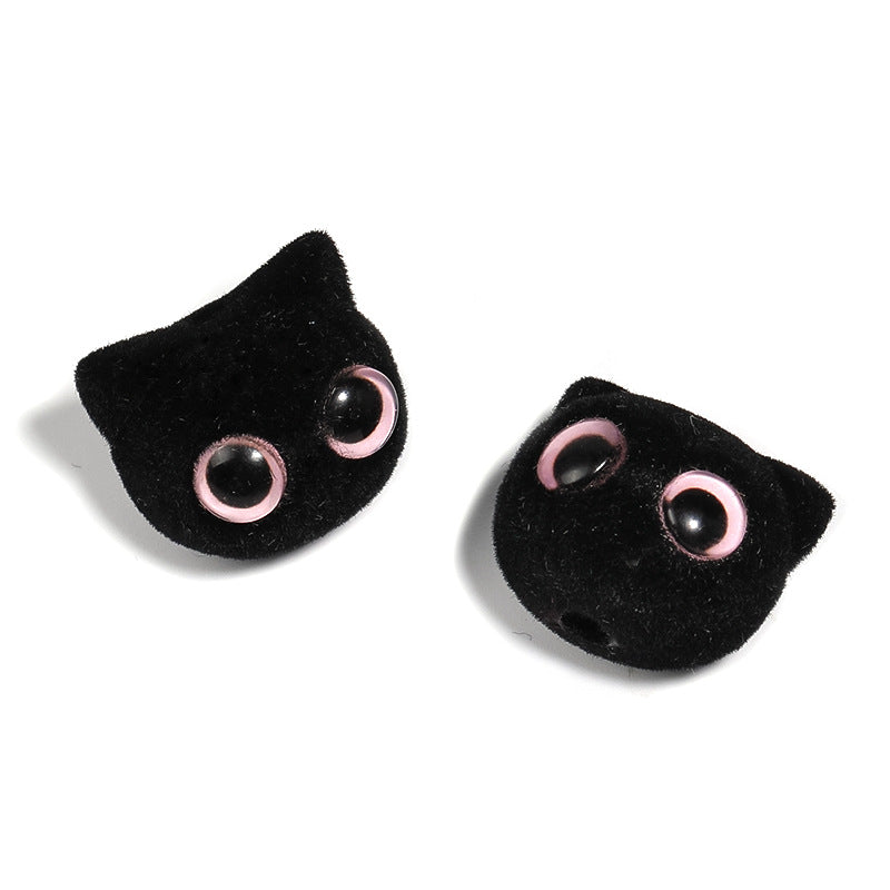 Autumn-Winter Flocking Big-Eyed Kitten Cartoon Cat Eye Acrylic Beads – DIY Bead Pen & Mobile Phone Chain Accessories