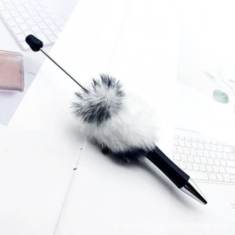 Fluffy Beaded Pen – Cute Furry DIY Pom-Pom Ballpoint Pen, Creative Gift Stationery (In Stock for Wholesale)