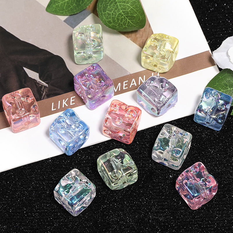 Optical Electroplated Cheese-Shaped Transparent Acrylic Square Beads – DIY Bead Pen & Mobile Phone Chain Jewelry Accessories