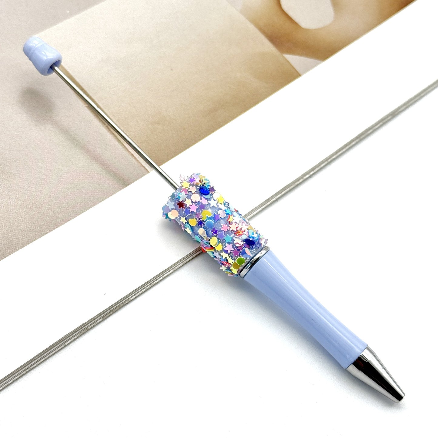 Star Bead Pen – Creative Five-Pointed Star Sequin Ballpoint Pen, Handmade Rotating Signature Pen (Wholesale Available)