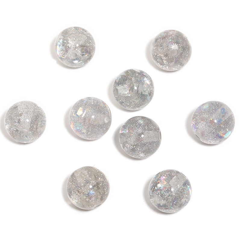 10PCS-DIY Glitter Resin Beads – Colorful Round Loose Beads for Beaded Pens, Phone Charms & Jewelry Making