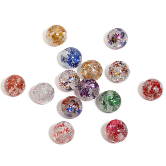 10PCS-DIY Glitter Resin Beads – Colorful Round Loose Beads for Beaded Pens, Phone Charms & Jewelry Making