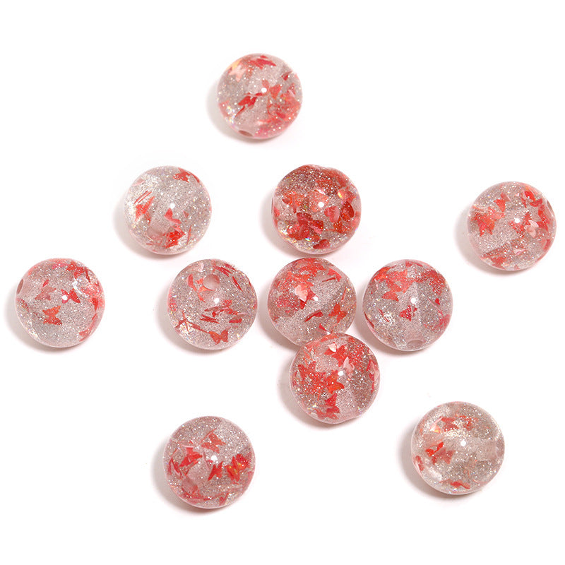 10PCS-DIY Glitter Resin Beads – Colorful Round Loose Beads for Beaded Pens, Phone Charms & Jewelry Making