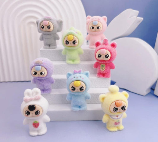 Baby Three Standing Flocked Doll – Trendy DIY Accessory & Collectible Ornament