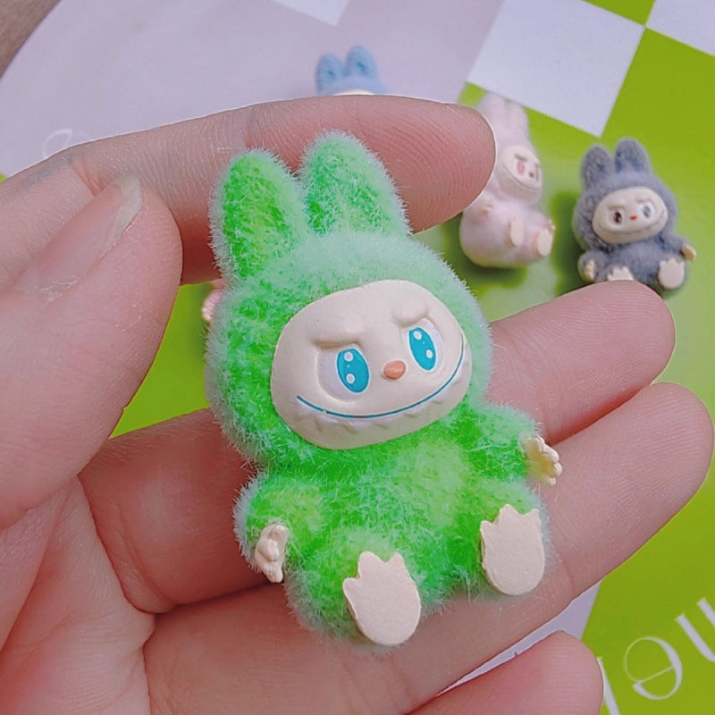 labubu sitting party second generation sitting posture cute grain tide play blind box flocking mini pendant ornament