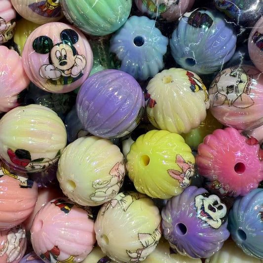 16mm Acrylic Printed Mickey Mouse Pumpkin Round Beads – DIY Phone Strap & Keychain Accessories