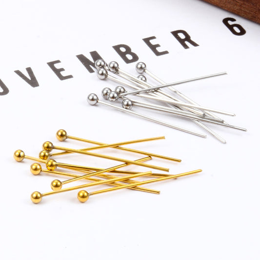 New spherical needle round needle stainless steel jewelry accessories DIY beading material multi-specification fashion titanium steel accessories