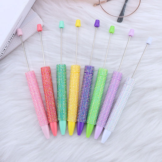 Long Rhinestone Beaded Pen – DIY Full Crystal Ballpoint Pen, Cute & Creative Gift for Girls