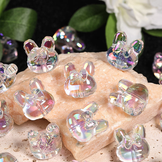 High-Transparency Colorful Bow Bunny Acrylic Rabbit Ear Vertical Hole Beads – DIY Bead Pen & Keychain Accessories