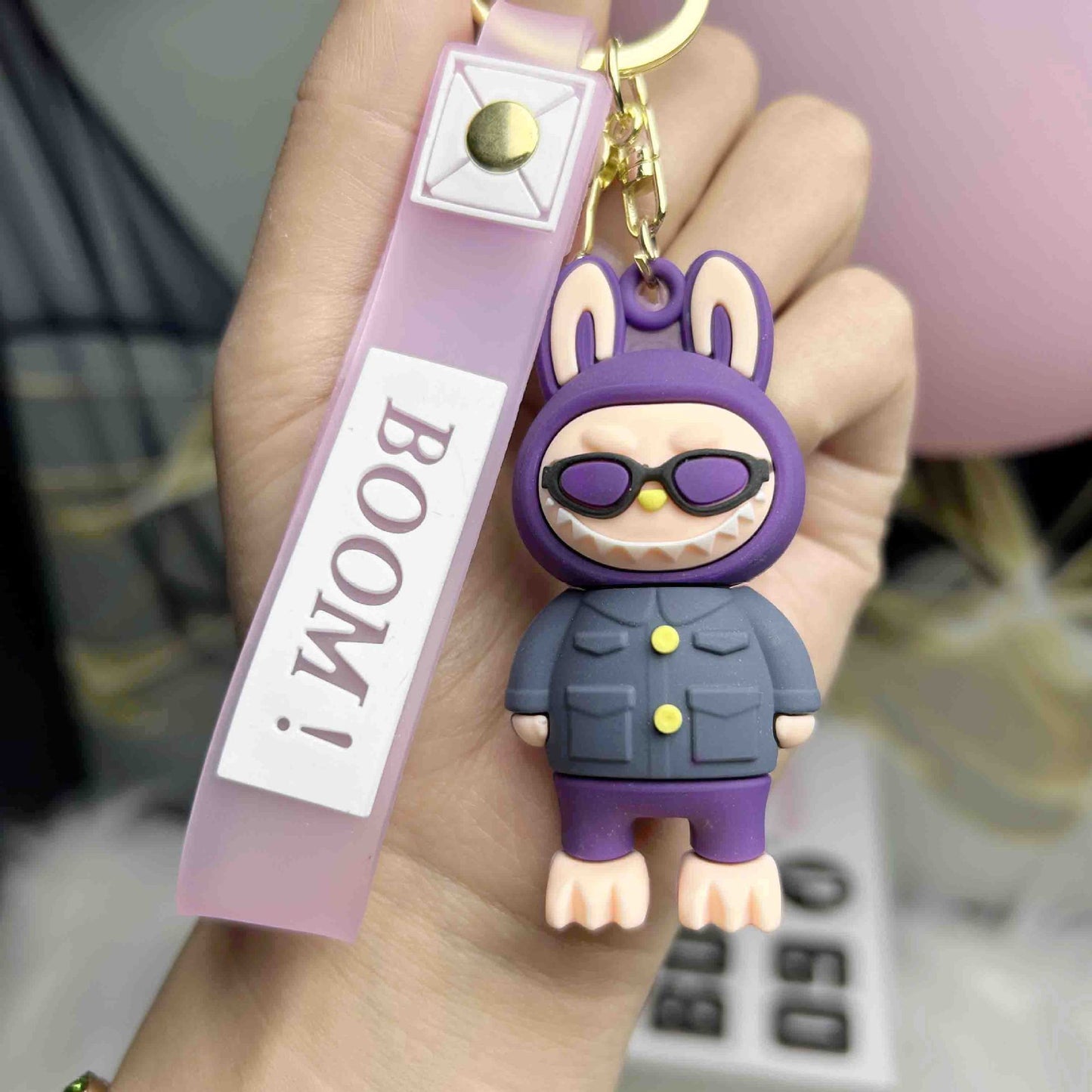 Cartoon PVC Soft Rubber Labrabbit Keychain Pendant, Blind Box Trendy Labrabbit Series, Small Gift Figurine