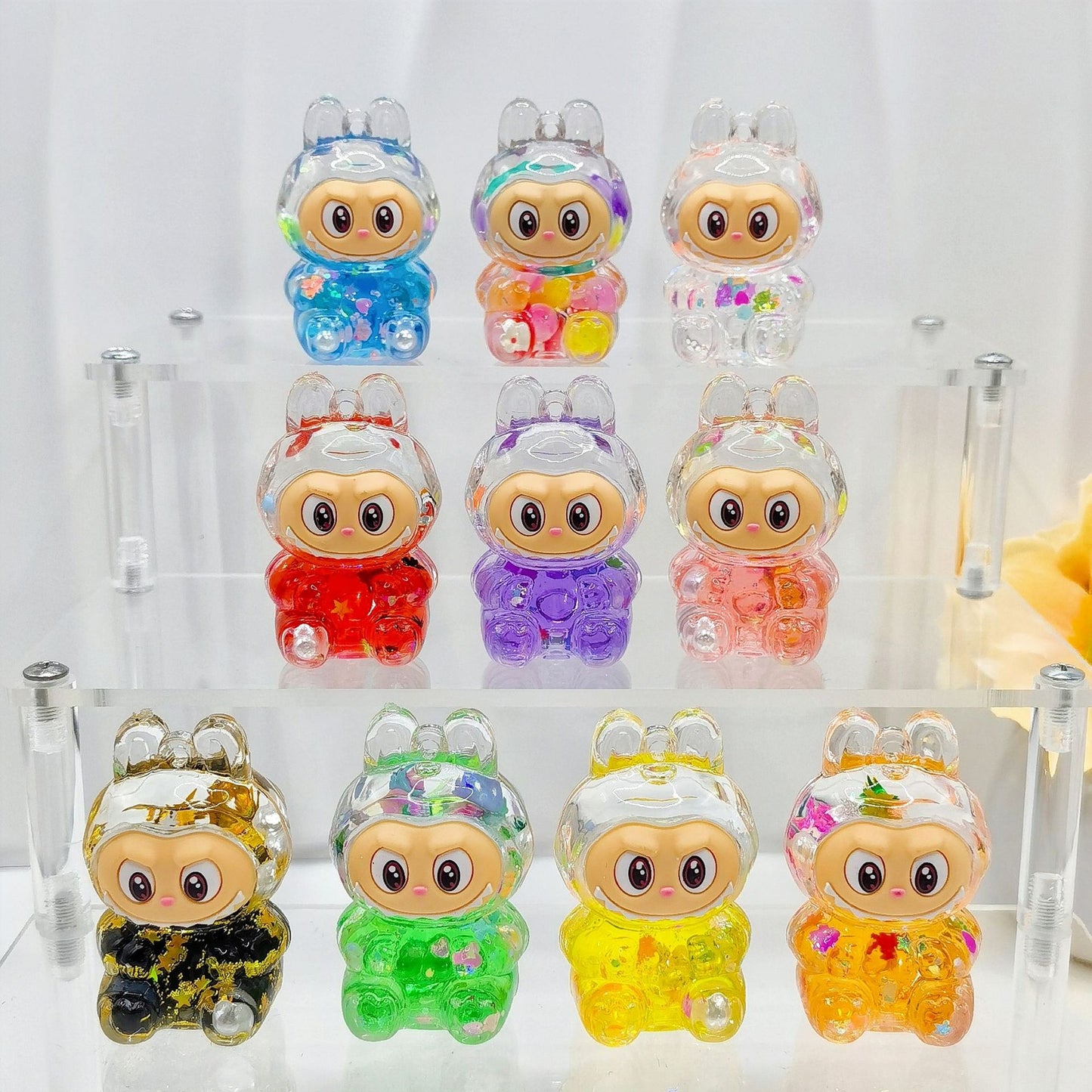 Creative quicksand ornament luminous rabub flash keychain pendant