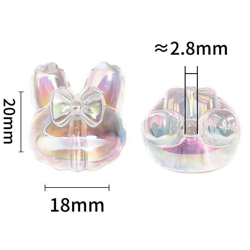 High-Transparency Colorful Bow Bunny Acrylic Rabbit Ear Vertical Hole Beads – DIY Bead Pen & Keychain Accessories