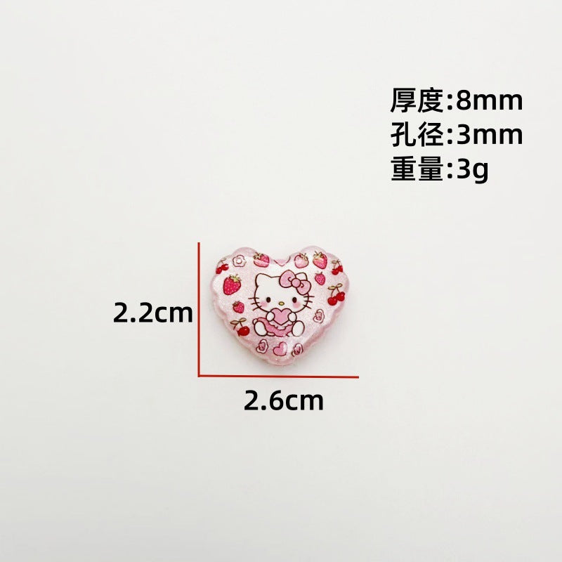 26x22mm Acrylic KT Cat Cartoon Beads – Through Hole DIY Phone Strap & Pen Accessories for Douyin Live