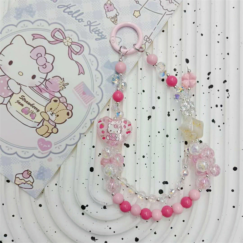 26x22mm Acrylic KT Cat Cartoon Beads – Through Hole DIY Phone Strap & Pen Accessories for Douyin Live