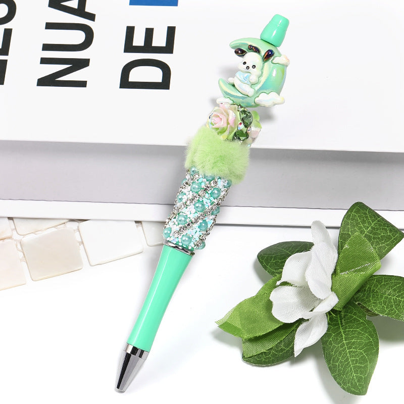 Double-Sided Resin Camellia Clay Beads with Love Rhinestones – Rose Diamond Ball Heavy-Duty DIY Bead Pen & Phone Chain Beads