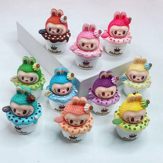 Cake & Coffee Labubu DIY Cute Doll – Resin Ornament Keychain & Car Decoration