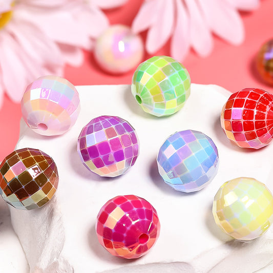 16mm Acrylic Faceted Bouncy Beads – Transparent Matte Through-Hole Beads for DIY Bead Pens & Mobile Phone Chains