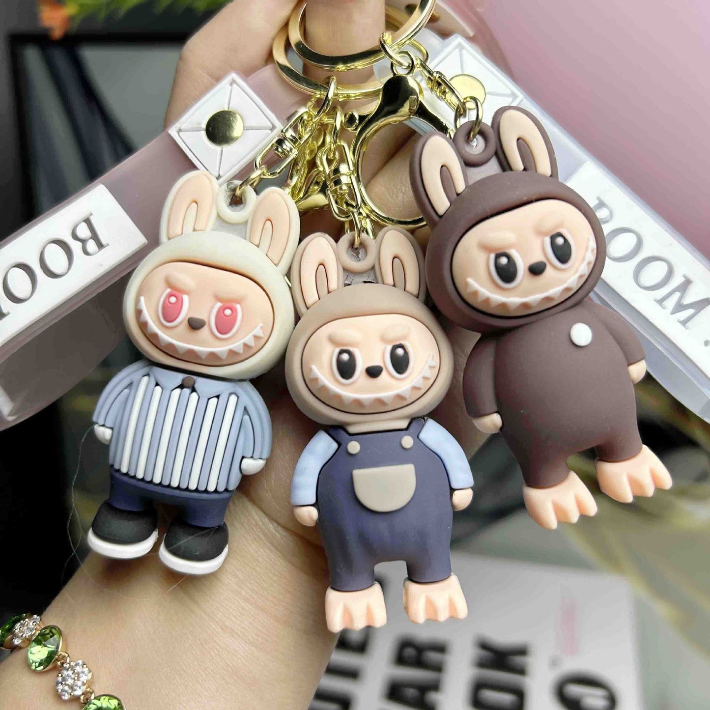 Cartoon PVC Soft Rubber Labrabbit Keychain Pendant, Blind Box Trendy Labrabbit Series, Small Gift Figurine