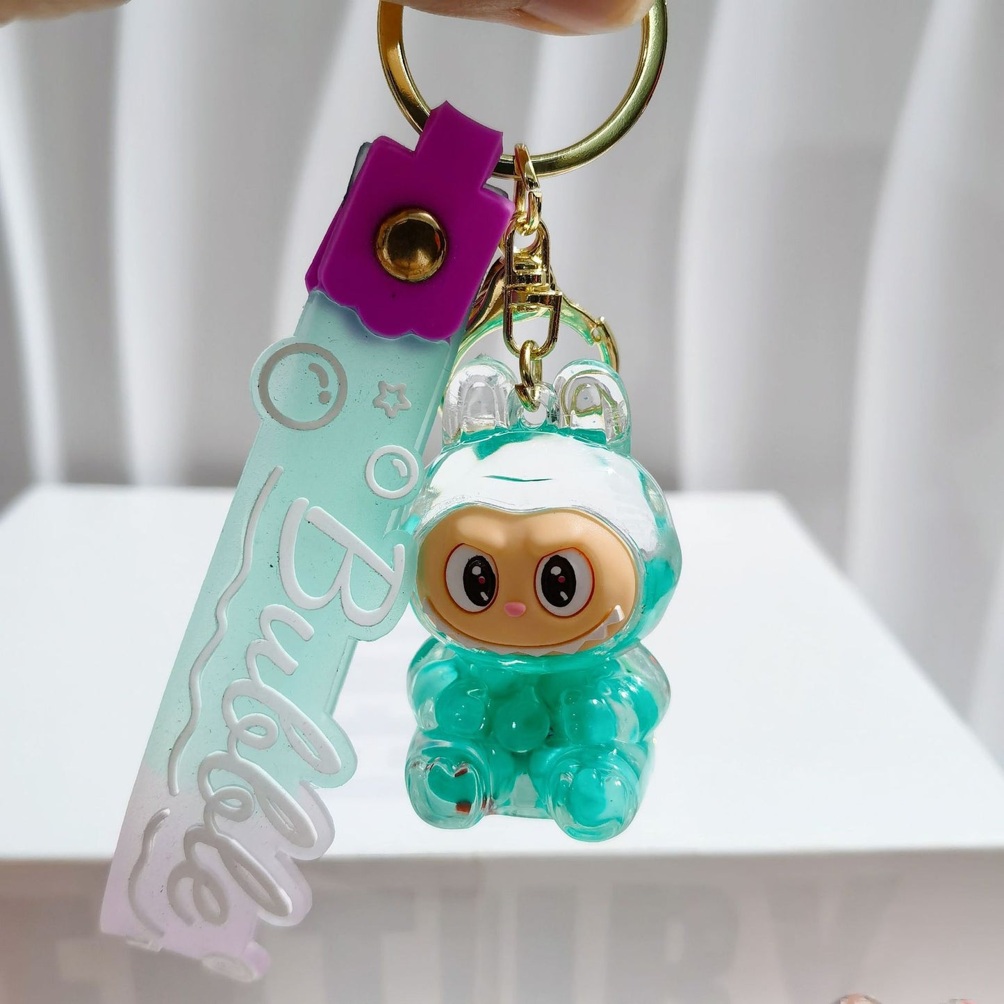 Creative quicksand ornament luminous rabub flash keychain pendant