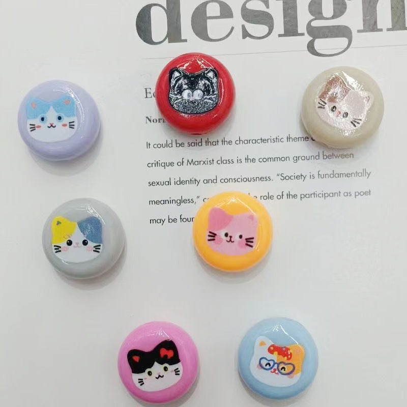 26x22mm Acrylic KT Cat Cartoon Beads – Through Hole DIY Phone Strap & Pen Accessories for Douyin Live