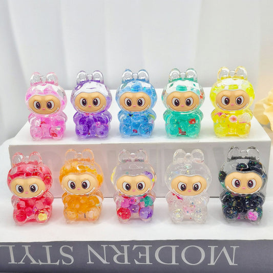 Creative quicksand ornament luminous rabub flash keychain pendant