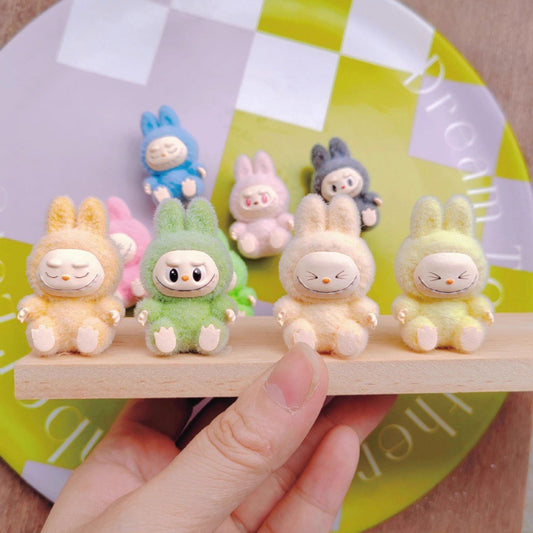 labubu sitting party second generation sitting posture cute grain tide play blind box flocking mini pendant ornament