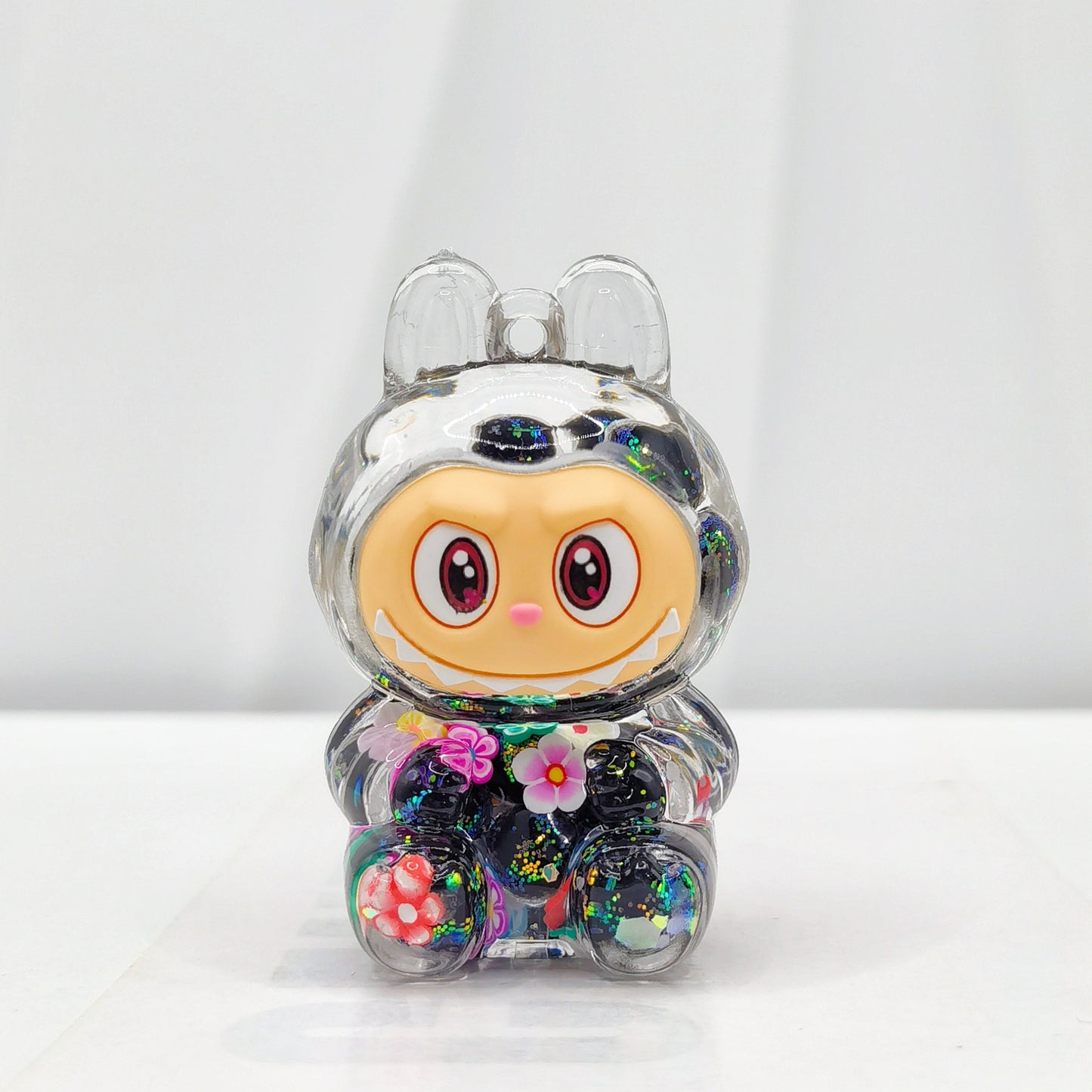 Creative quicksand ornament luminous rabub flash keychain pendant