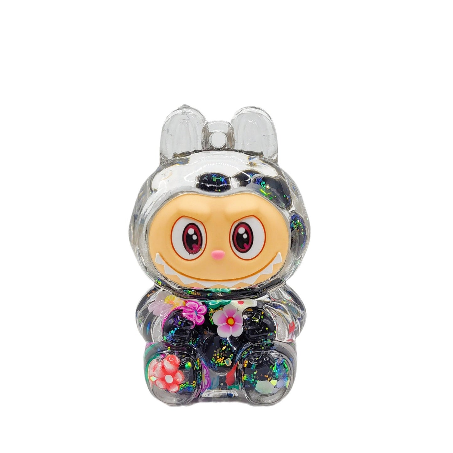 Creative quicksand ornament luminous rabub flash keychain pendant