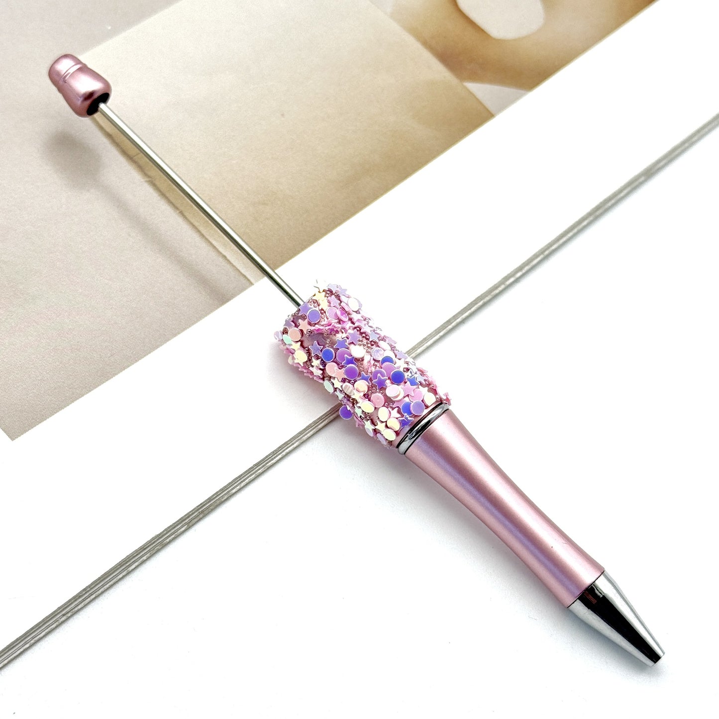Star Bead Pen – Creative Five-Pointed Star Sequin Ballpoint Pen, Handmade Rotating Signature Pen (Wholesale Available)