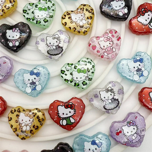 26x22mm Acrylic KT Cat Cartoon Beads – Through Hole DIY Phone Strap & Pen Accessories for Douyin Live