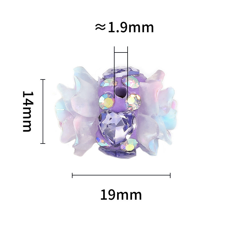 Double-Sided Resin Camellia Clay Beads with Love Rhinestones – Rose Diamond Ball Heavy-Duty DIY Bead Pen & Phone Chain Beads
