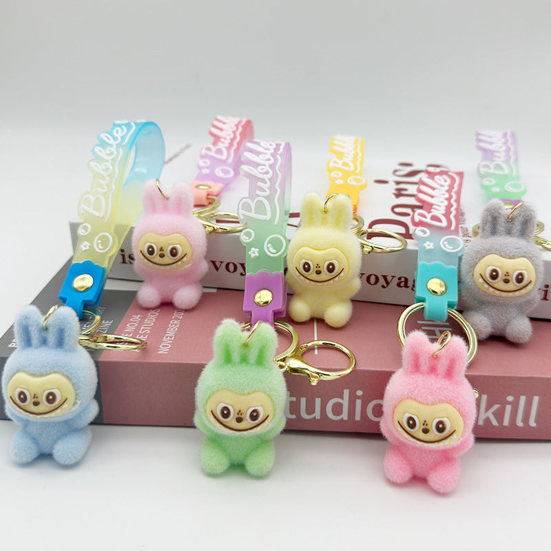 New Labubu 3D Flocked Doll Keychain – Perfect Gift Pendant