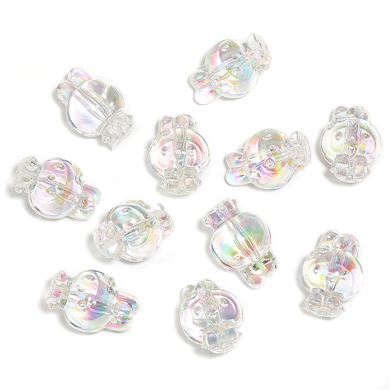 High-Transparency Colorful Bow Bunny Acrylic Rabbit Ear Vertical Hole Beads – DIY Bead Pen & Keychain Accessories