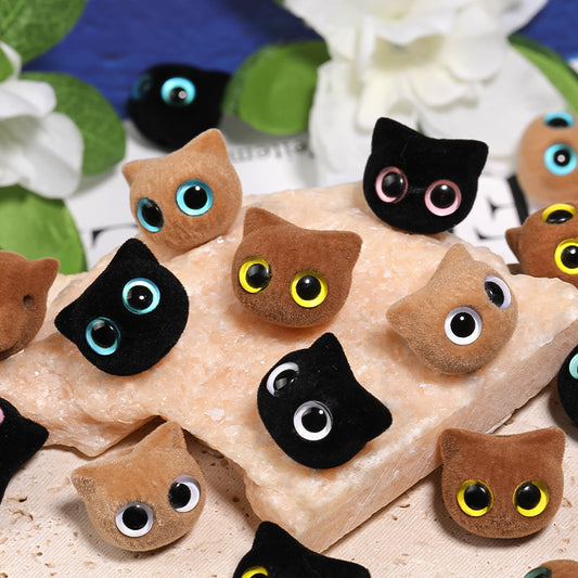 Autumn-Winter Flocking Big-Eyed Kitten Cartoon Cat Eye Acrylic Beads – DIY Bead Pen & Mobile Phone Chain Accessories