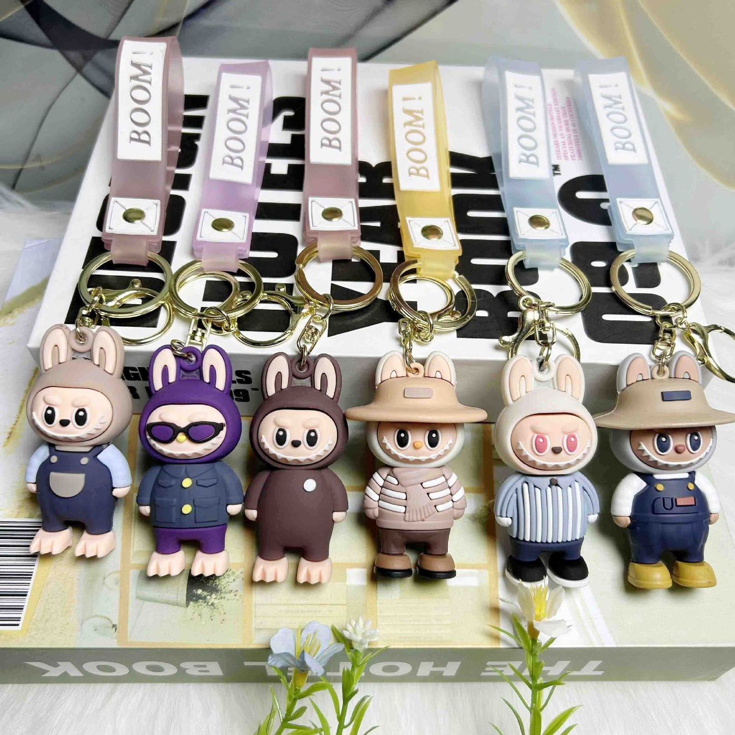 Cartoon PVC Soft Rubber Labrabbit Keychain Pendant, Blind Box Trendy Labrabbit Series, Small Gift Figurine